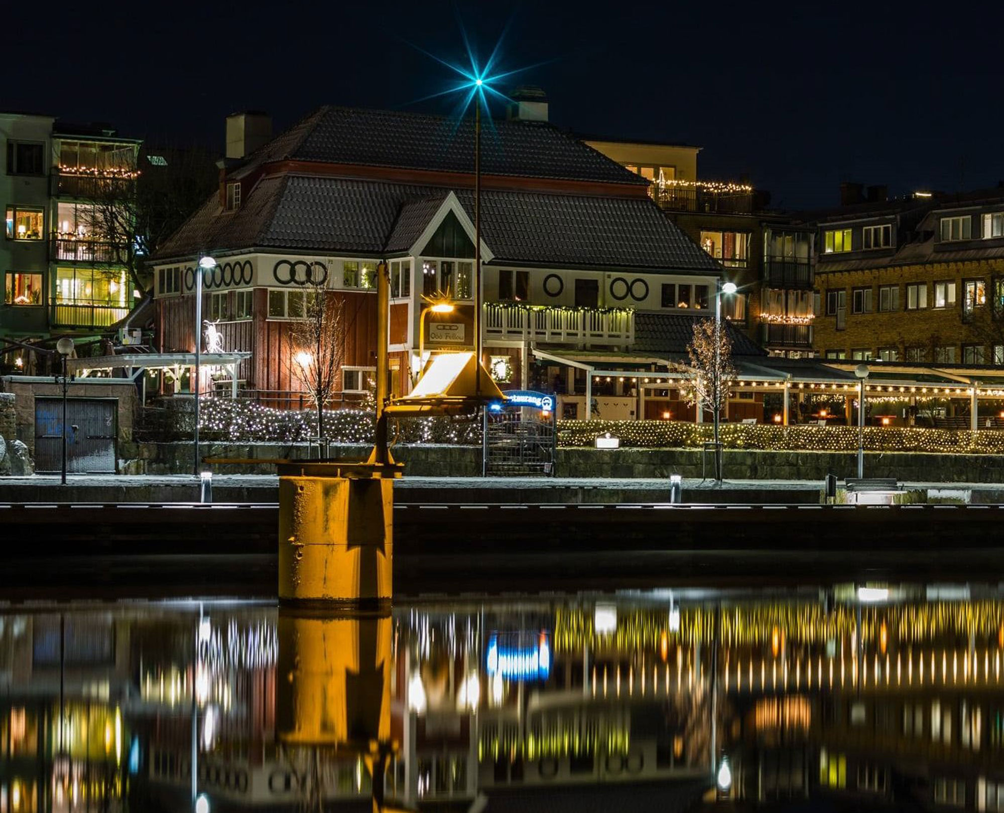 Kanalrestaurangen på vintern.