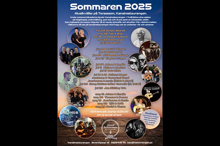 Spelschema för livemusiken hela sommaren 2025