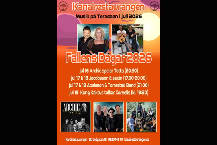 Fallens dagar. musik på terassen i juli 2026